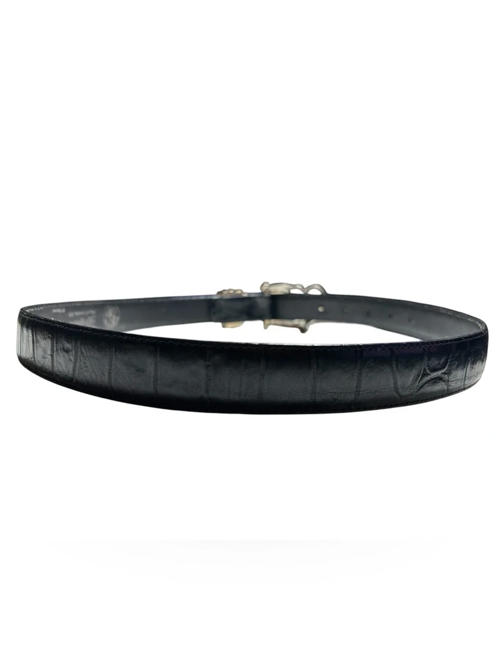 Vintage Brighton/Disney Mickey Mouse Black Croc Heart Buckle Belt M3113M Sz M